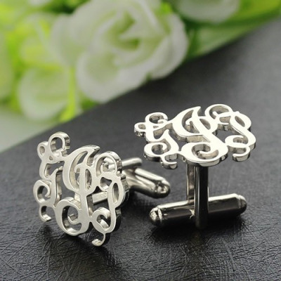 Personalised Cufflinks with Monogram Sterling Silver - AMAZINGNECKLACE.COM