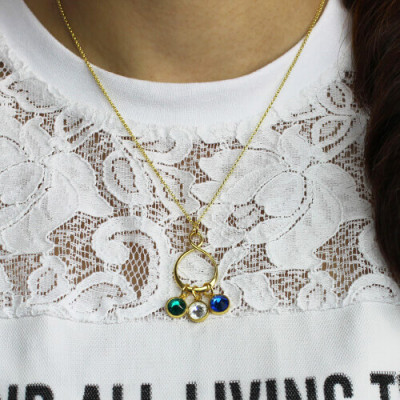 Personalised Family Infinity Necklace with Birthstones 18ct Gold Plate  - AMAZINGNECKLACE.COM
