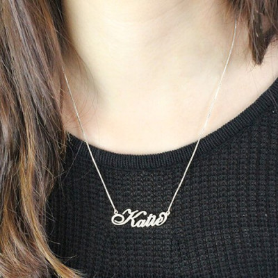 Personalised Nameplate Necklace Carrie Stering Silver - AMAZINGNECKLACE.COM