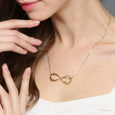 Heart Infinity Personalised Necklace 3 Names 18ct Gold Plated - AMAZINGNECKLACE.COM