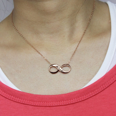18ct Rose Gold Plated Engraved Infinity Personalised Necklace - AMAZINGNECKLACE.COM