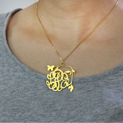 Vines  Butterfly Monogram Initial Personalised Necklace 18ct Gold Plated - AMAZINGNECKLACE.COM