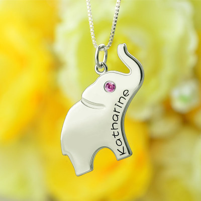 Good Luck Gifts - Elephant Personalised Necklace Engraved Name - AMAZINGNECKLACE.COM
