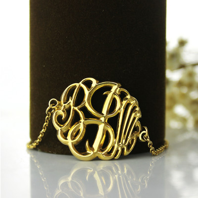 Personalised Monogrammed Bracelet Hand-painted 18ct Gold Plated - AMAZINGNECKLACE.COM