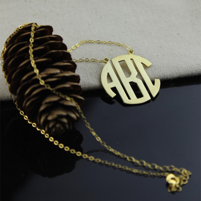 Solid Gold 18ct Initial Block Monogram Pendant Personalised Necklace - AMAZINGNECKLACE.COM