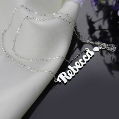Personalised 18ct White Gold Plated Puff Font Name Necklace - AMAZINGNECKLACE.COM
