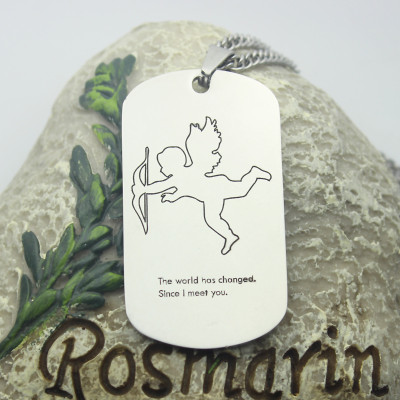 Cupid Man's Dog Tag Name Personalised Necklace - AMAZINGNECKLACE.COM