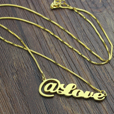 Twitter At Symbol Name Personalised Necklace 18ct Gold Plated - AMAZINGNECKLACE.COM