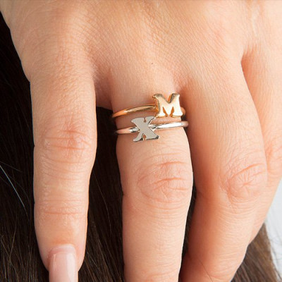 Personalised Women's Midi Initial Ring Sterling Silver - AMAZINGNECKLACE.COM