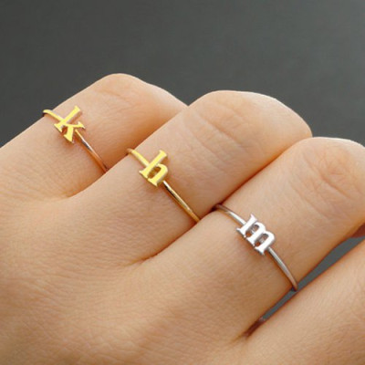 Custom Midi Initial Letter Personalised Ring 18ct Gold Plated - AMAZINGNECKLACE.COM