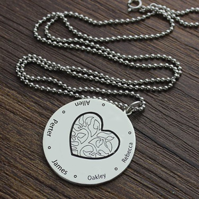 Family Tree Jewellery Personalised Necklace Engraved Names - AMAZINGNECKLACE.COM