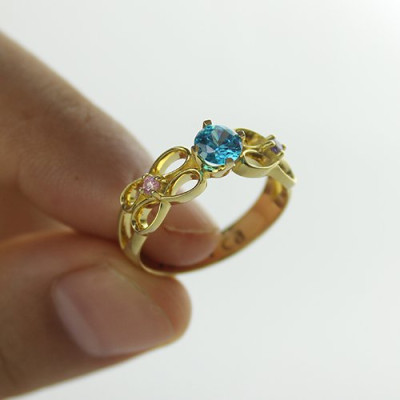Birthstone Infinity Promise Personalised Ring With Name 18ct Gold Plated  - AMAZINGNECKLACE.COM