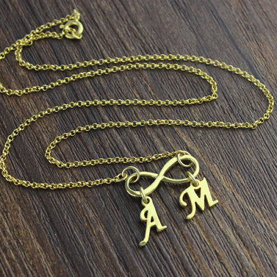 Infinity Pendant Double Initial 18ct Gold Plated - AMAZINGNECKLACE.COM
