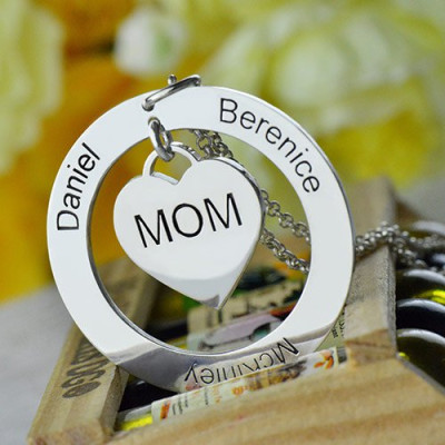 Family Names Personalised Necklace For Mom Sterling Silver - AMAZINGNECKLACE.COM