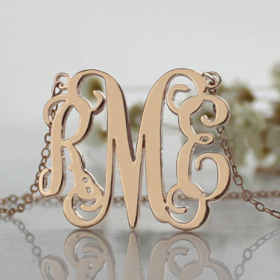 Custom 18ct Rose Gold Plated Monogram Initial Personalised Necklace - AMAZINGNECKLACE.COM