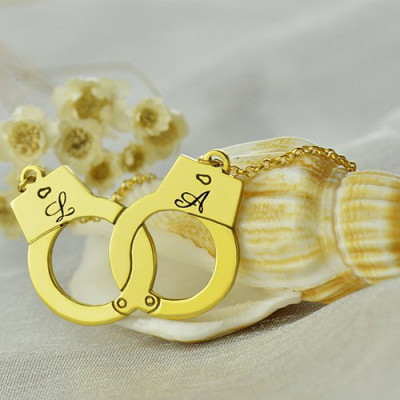 Personalised Handcuff Necklace 18ct Gold Plated - AMAZINGNECKLACE.COM