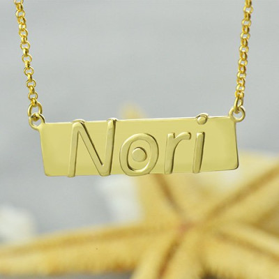 Custom Nameplate Bar Personalised Necklace 18ct Gold Plated - AMAZINGNECKLACE.COM