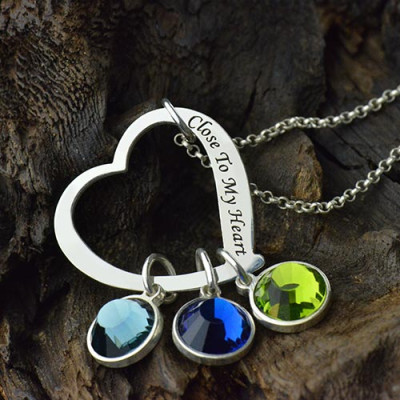 Open Heart Promise Phrase Personalised Necklace with Birthstone  - AMAZINGNECKLACE.COM