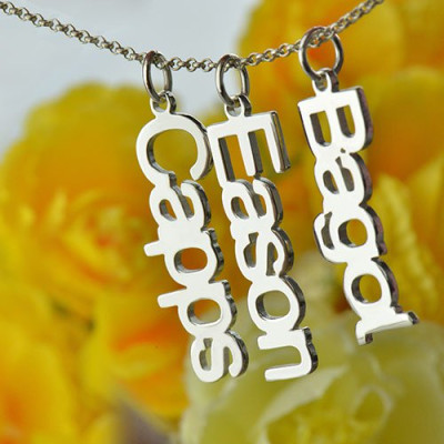 Customised Vertical Multi Names Personalised Necklace Sterling Silver - AMAZINGNECKLACE.COM