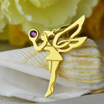 Fairy Birthstone Personalised Necklace for Girlfriend 18ct Gold Plated Silver 925  - AMAZINGNECKLACE.COM