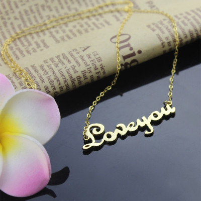 Personalised 18ct Gold Plated French Font I Love You Name Necklace - AMAZINGNECKLACE.COM