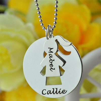 Mother Daughter Personalised Necklace Set Engraved Name Sterling Silver - AMAZINGNECKLACE.COM