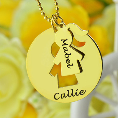 Mother and Child Personalised Necklace Set with Name 18ct Gold Plated - AMAZINGNECKLACE.COM