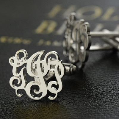 Personalised Cufflinks with Monogram Sterling Silver - AMAZINGNECKLACE.COM