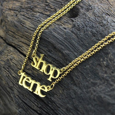 Double Layer Mini Name Personalised Necklace 18ct Gold Plated - AMAZINGNECKLACE.COM