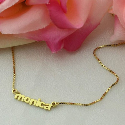 Personalised Small Lowercase Name Necklace in 18ct Gold Plated - AMAZINGNECKLACE.COM