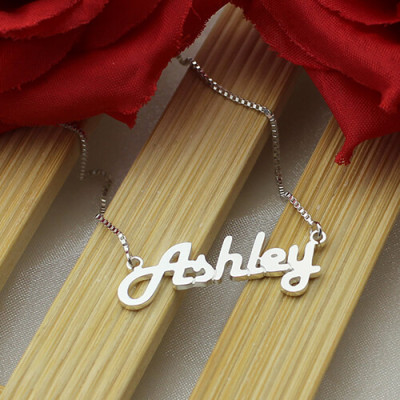 Sterling Silver Retro Name Personalised Necklace - AMAZINGNECKLACE.COM