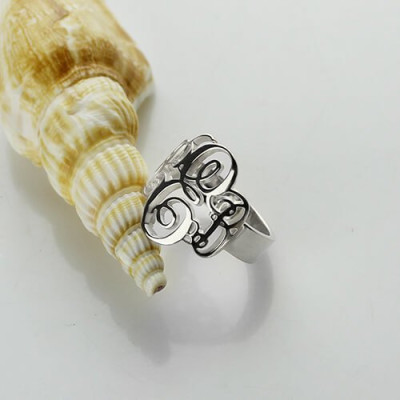 Personalised Fancy Monogram Ring Sterling Silver - AMAZINGNECKLACE.COM