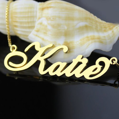 Personalised Necklace Nameplate Carrie in 18ct Gold Plated - AMAZINGNECKLACE.COM