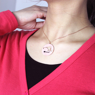 Custom Maryland Disc State Personalised Necklaces With Heart  Name Rose Gold - AMAZINGNECKLACE.COM