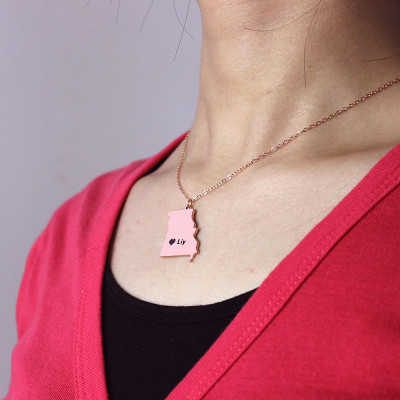 Custom Missouri State Shaped Personalised Necklaces With Heart  Name Rose Gold - AMAZINGNECKLACE.COM