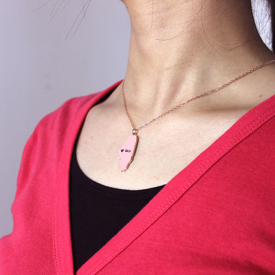 Custom Illinois State Shaped Personalised Necklaces With Heart  Name Rose Gold - AMAZINGNECKLACE.COM