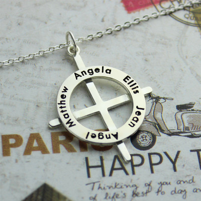 Silver Latin Style Circle Cross Personalised Necklace with Any Names - AMAZINGNECKLACE.COM