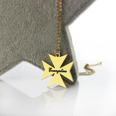 Gold Plated 925 Silver Maltese Cross Name Personalised Necklace - AMAZINGNECKLACE.COM