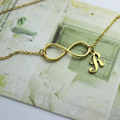 Infinity Knot Initial Personalised Necklace 18ct Gold plating - AMAZINGNECKLACE.COM