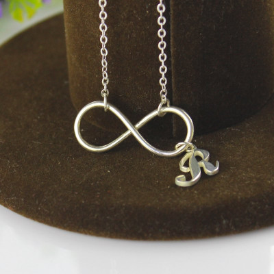 Infinity Personalised Necklaces with Initial Letter Charm Silver - AMAZINGNECKLACE.COM
