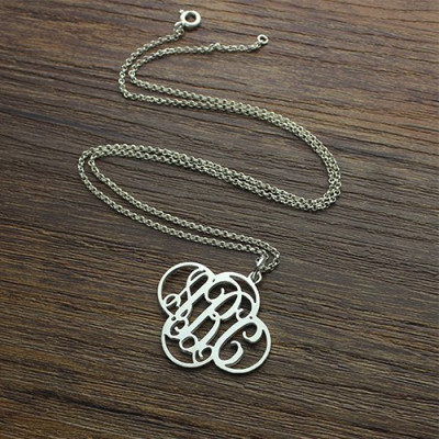 Personalised Cut Out Clover Monogram Necklace Sterling Silver - AMAZINGNECKLACE.COM