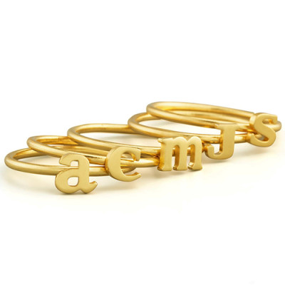 Stackable Initial Personalised Ring 18ct Gold Plated - AMAZINGNECKLACE.COM
