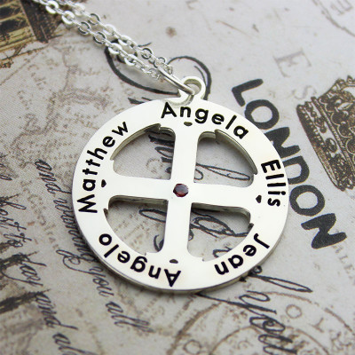 Family Circle Cross Name Personalised Necklace Silver - AMAZINGNECKLACE.COM
