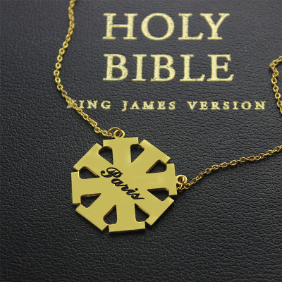 Customised Cross Personalised Necklace with Name 18ct Gold Plated 925 Silver - AMAZINGNECKLACE.COM