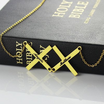 Gold Plated 925 Silver Greece Double Cross Name Personalised Necklace - AMAZINGNECKLACE.COM