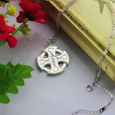 Engraved Celtic Cross Personalised Necklace Silver - AMAZINGNECKLACE.COM