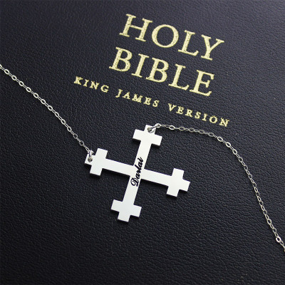 Silver Julian Cross Name Personalised Necklaces Troubadour Cross Jewellery - AMAZINGNECKLACE.COM