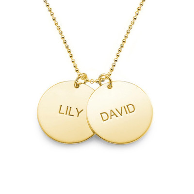 18ct Gold Plated Silver Disc Pendant Personalised Necklace - AMAZINGNECKLACE.COM