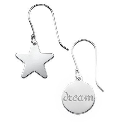 Asymmetric Personalised Earrings in Sterling Silver - AMAZINGNECKLACE.COM