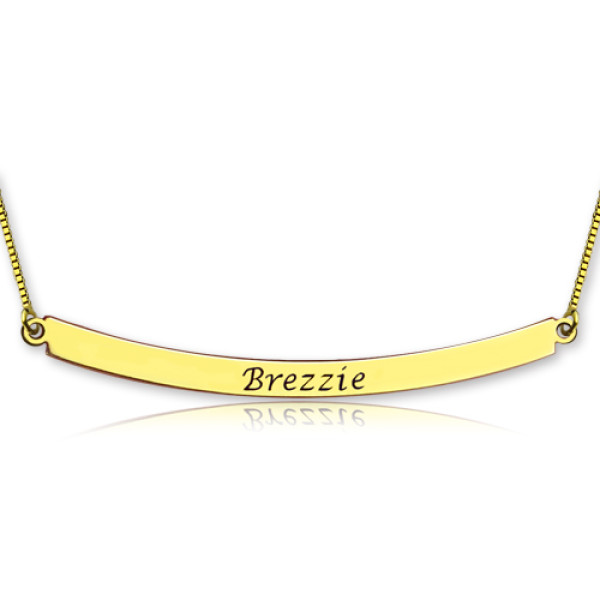 Personalised 18ct Gold Plated Curved Bar Necklace - AMAZINGNECKLACE.COM